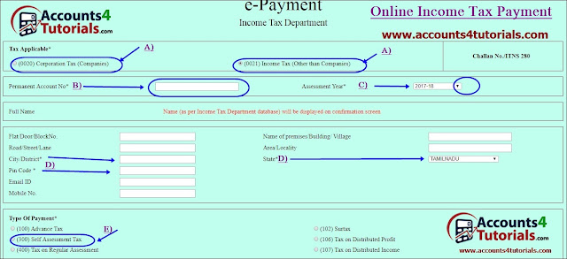 income tax challan no 280 through online