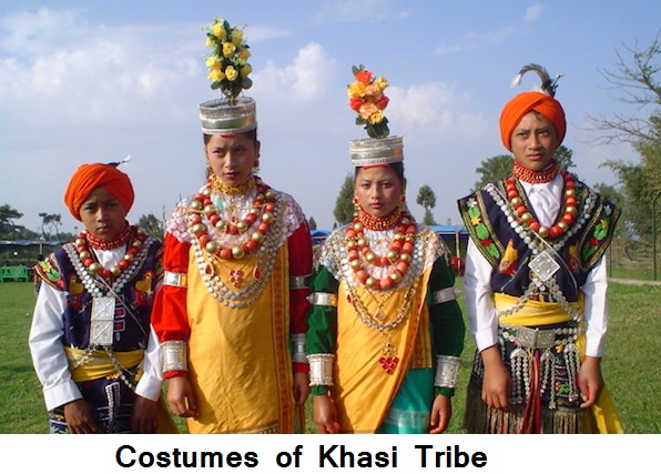 Costumes of Garo , Khasi and Jaintia Tribes in Meghalaya