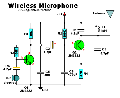 electronic hobby circuits: wireless microphone circuit diagram