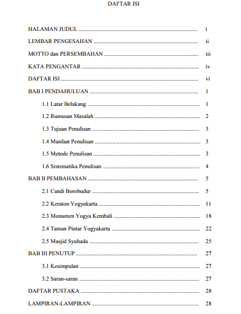 11++ Contoh daftar isi makalah study tour yogyakarta information