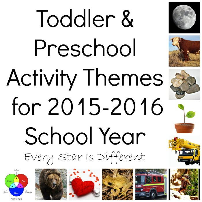 Toddler and Preschool Unit Themes for the 2015-2016 School Year