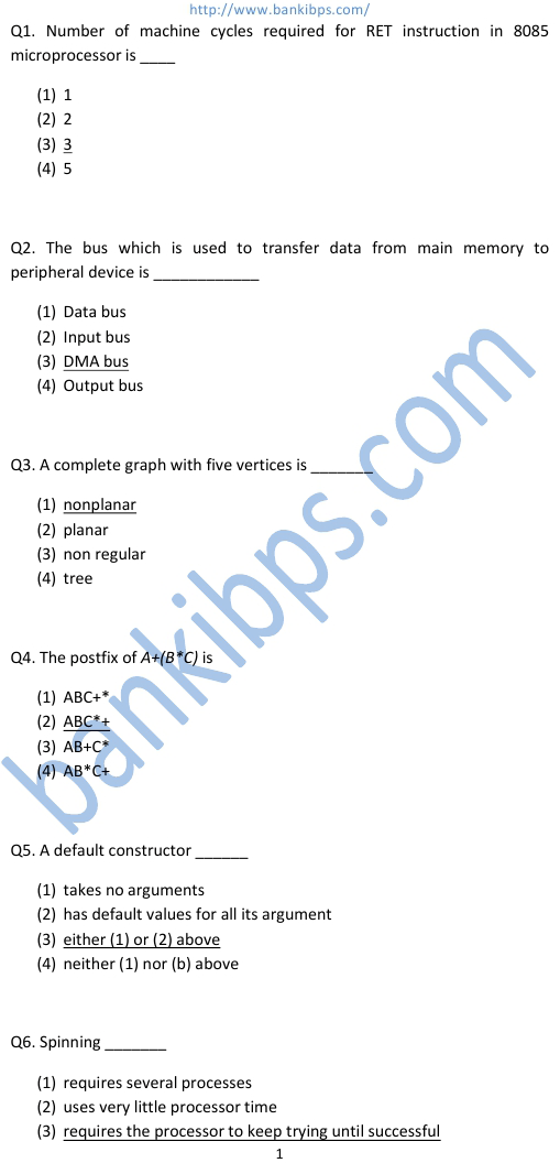 bank it officer exam paper