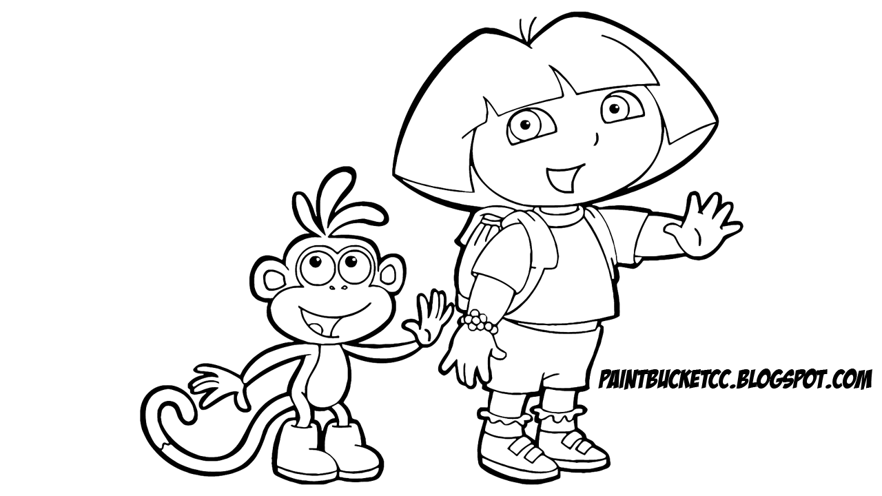 Paint Bucket Coloring Pages and Pixel Art Dora the Explorer and Boots Coloring Page and Clip Art