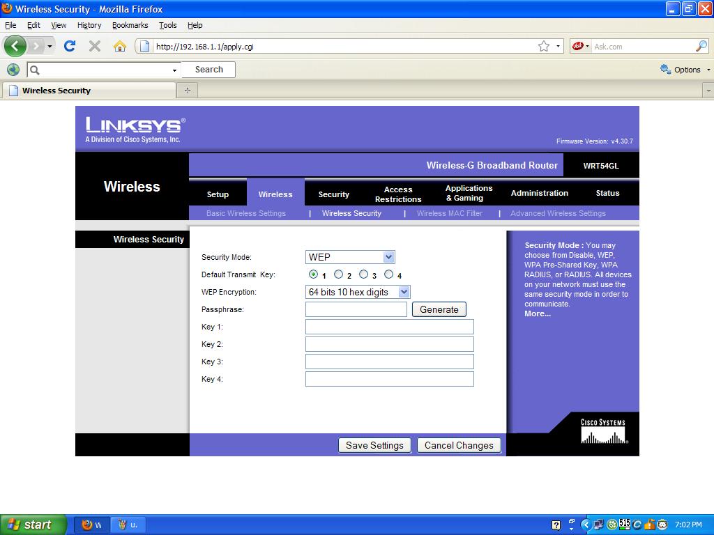 Catatan Kecilku Setting Access Point Linksys Wirreless WRT54G