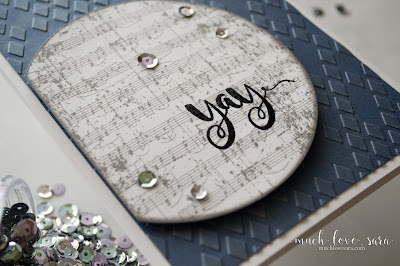 This quick and easy masculine card features a fun grungy Vintage Notes Background, as well as a metallic sheen on the Diamond Netting Embossing. Created using Fun Stampers Journey Stamps and supplies.  