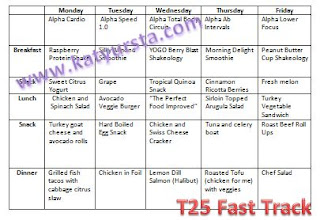 T25 meal plan