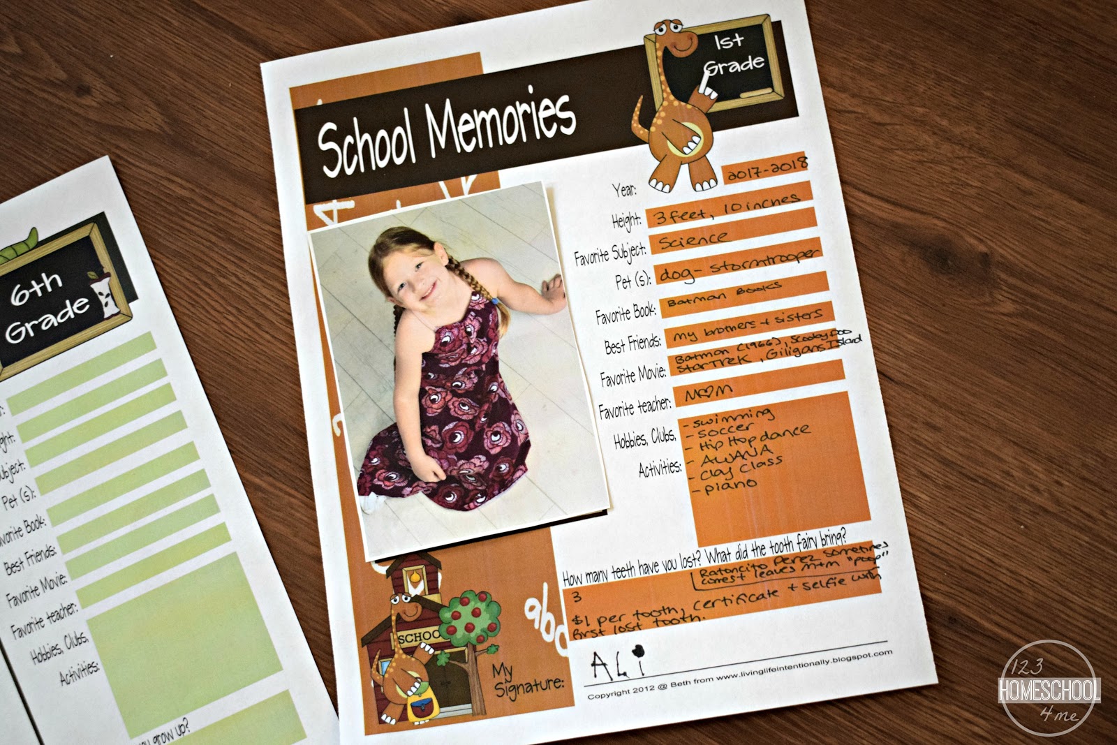 FREE School Memory Sheets free-school-memory-sheets