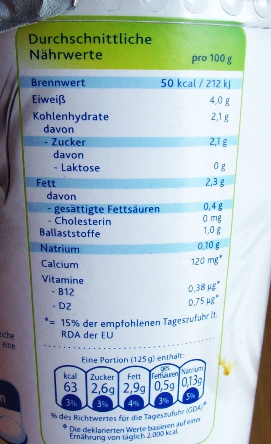 Naturjoghurt Inhaltsstoffe