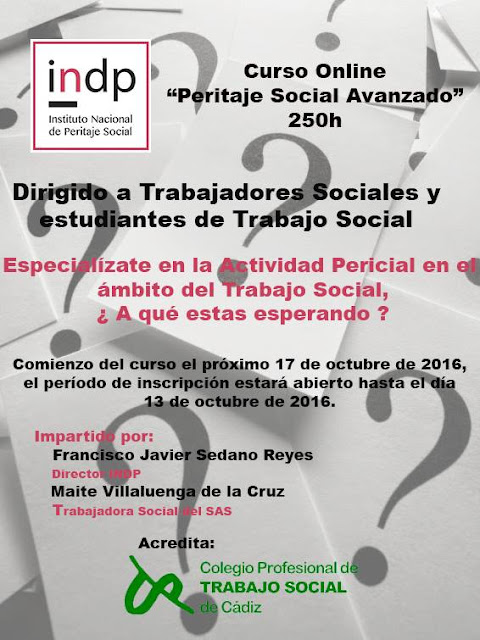 Curso online Peritaje Social Avanzado Curso de 250 para especializarse en peritaje social