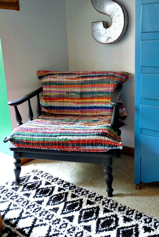 DIY Recover Chair Cushions With Rag Rugs