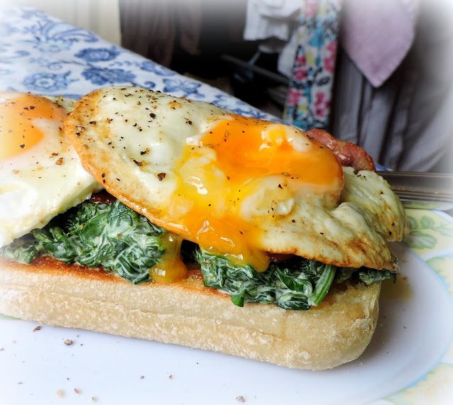 Bacon, Egg & Creamed Spinach on Toast