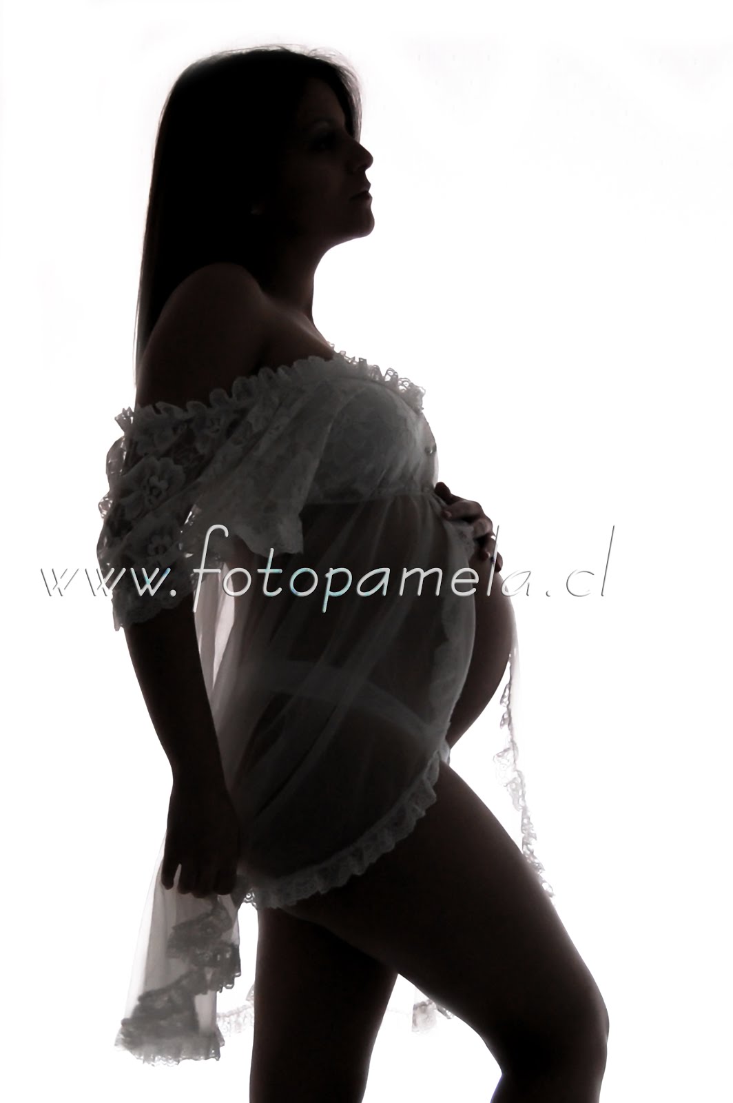 silueta embarazada foto aritistica tela encaje en santiago providencia