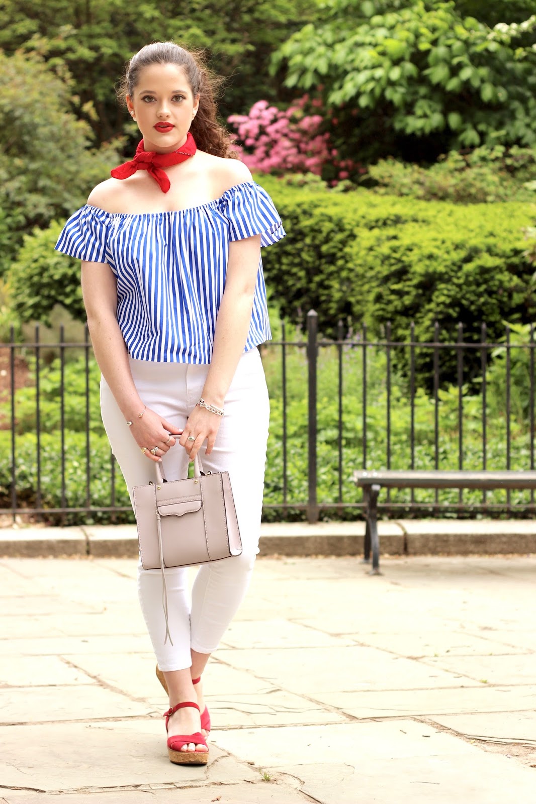 striped-burgundy-navy-white-short-sleeve-sweater-coated-pleated-midi-skirt-bandana-neck-scarf-lace-up-block- heel-suede-brown-pumps-memorandum-san-francisco-sf-style-fashion-blog3 -  MEMORANDUM