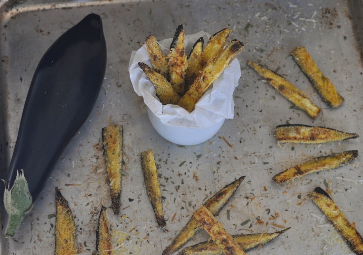 vegan, gluten free Eggplant Fries straight from your oven