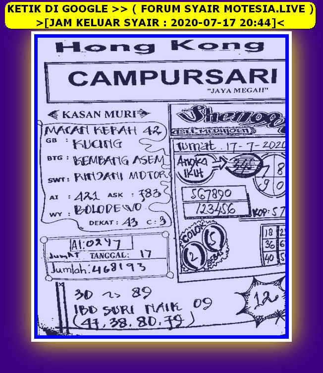 1 New Message Kode Syair Hongkong 17 Juli 2020 Forum Syair Togel Hongkong Singapura Sydney