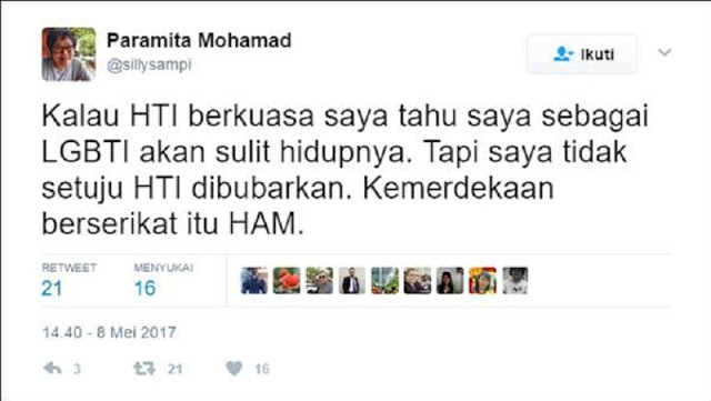 Puteri Goenawan Muhamad: Jika HTI Berkuasa, Sebagai LGBT Saya Susah Hidupnya! Puteri Goenawan Muhamad: Jika HTI Berkuasa, Sebagai LGBT Saya Susah Hidupnya!