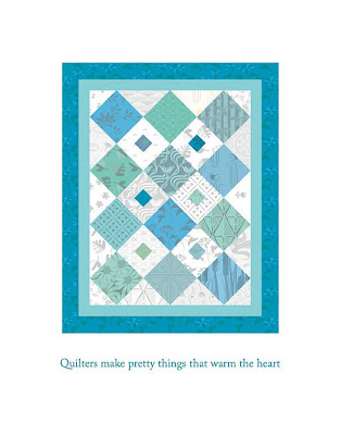 blue and green digital quilt poster