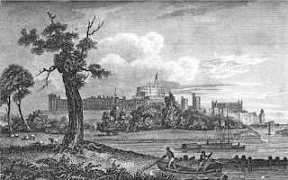 Windsor Castle from the Thames  from Memoirs of Her Late Majesty Charlotte by WC Oulton (1819)