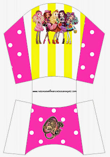 Ever After High Amarillo y Rosa: Cajas para Imprimir Gratis. Esta es para patatas o papas fritas Ever After High Amarillo y Rosa.