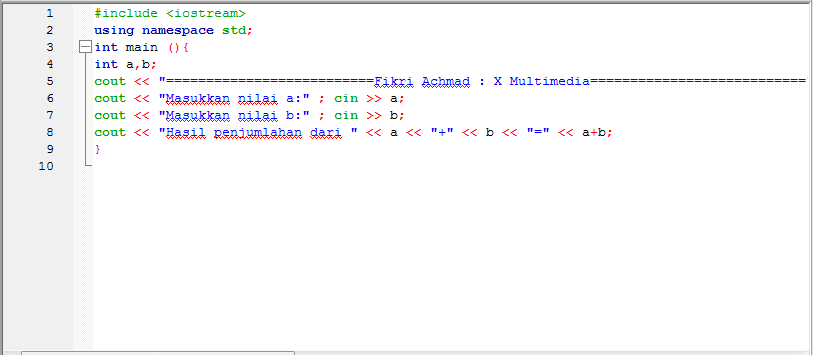 Fikri Achmad's Blog: Contoh Codingan Dengan Menggunakan Code::Blocks
