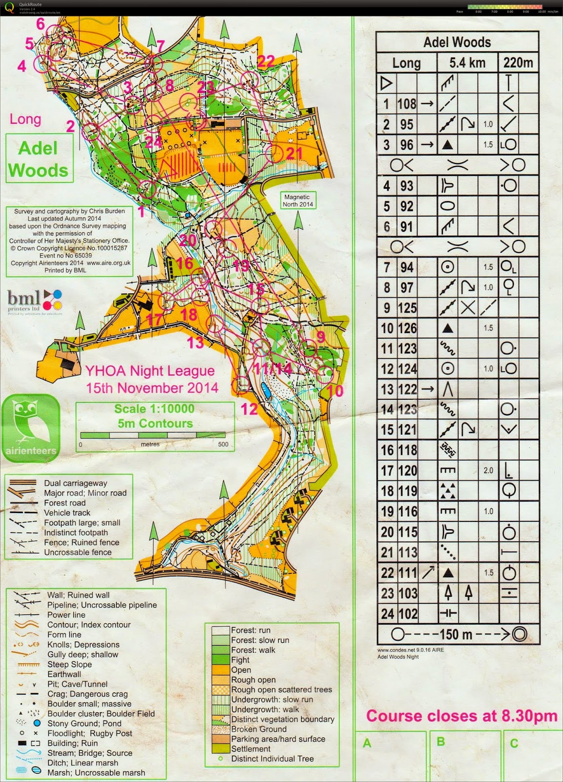 Orientēšanās kartes Adel Woods (Leeds)