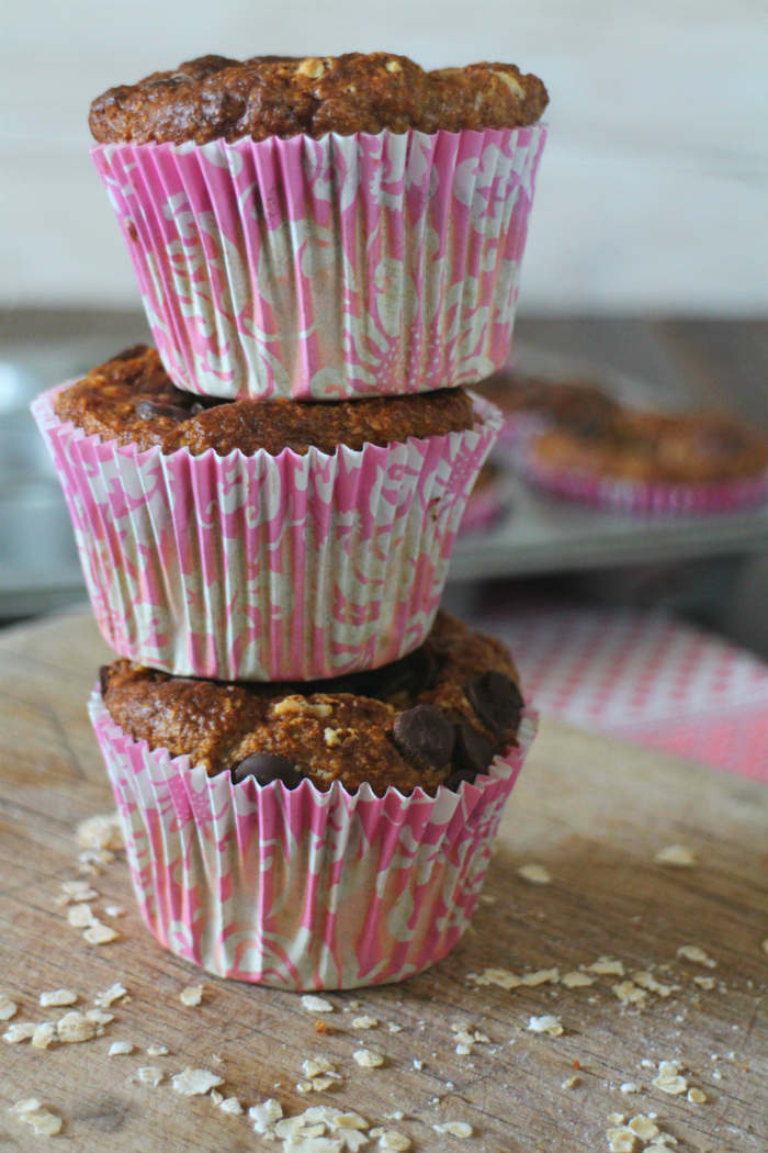 Muffins de avena, yogur y plátano con 2 chocolates Cook the cake