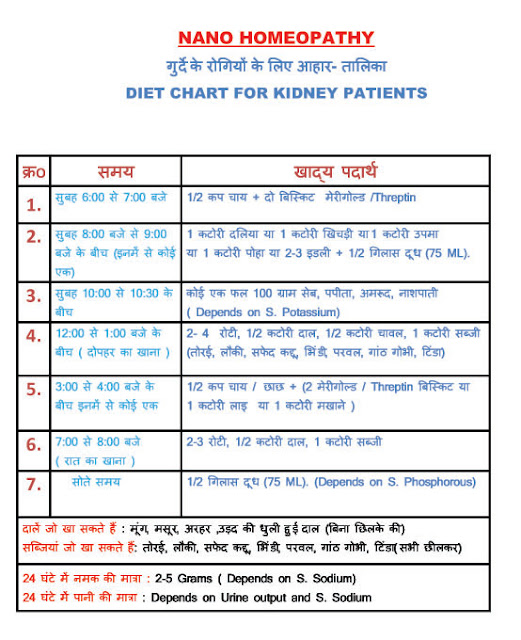 Dr. Mohan Singh Nano Homeopathy: Diet Chart For Kidney Patients
