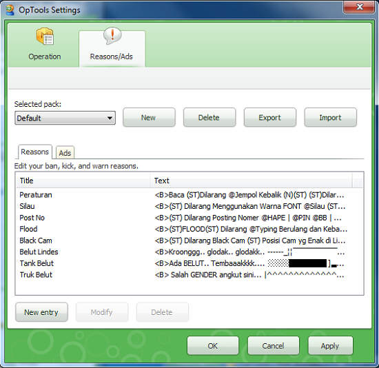Cara Setting OpTool Camfrog Reason Kick/Punish
