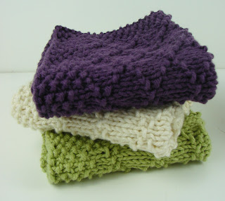 knit washcloth seed stitch purple green white