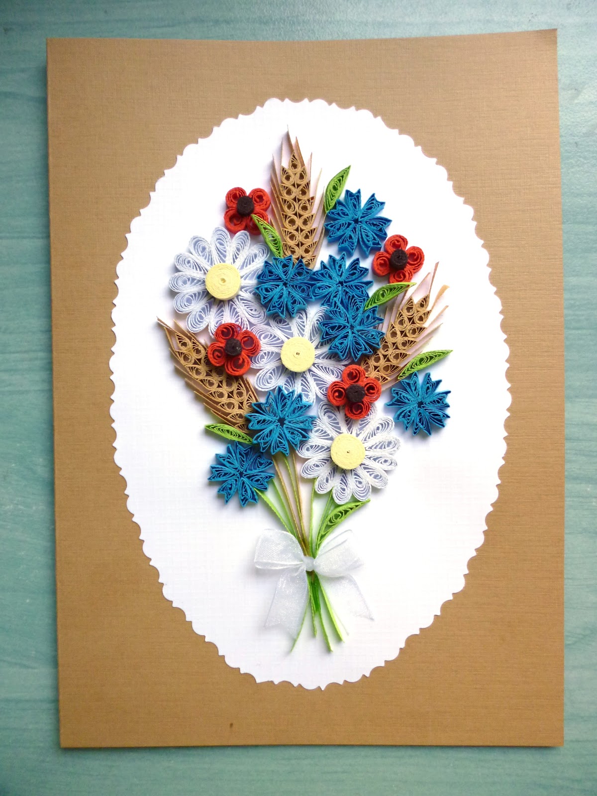 papírvilág virágos üdvözlet quilled flower card