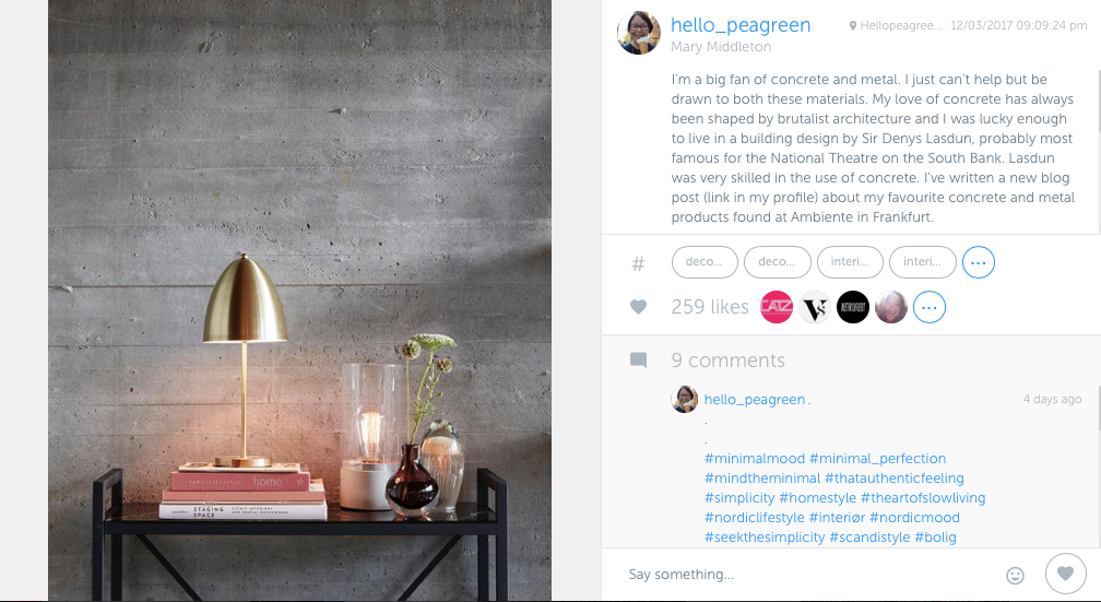 My Week in Instagram, Instagram, hellopeagreen, interiors blogger, design blogger, design lovers, concrete