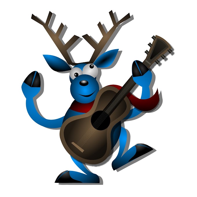 Reindeer with guitar christmas free vector