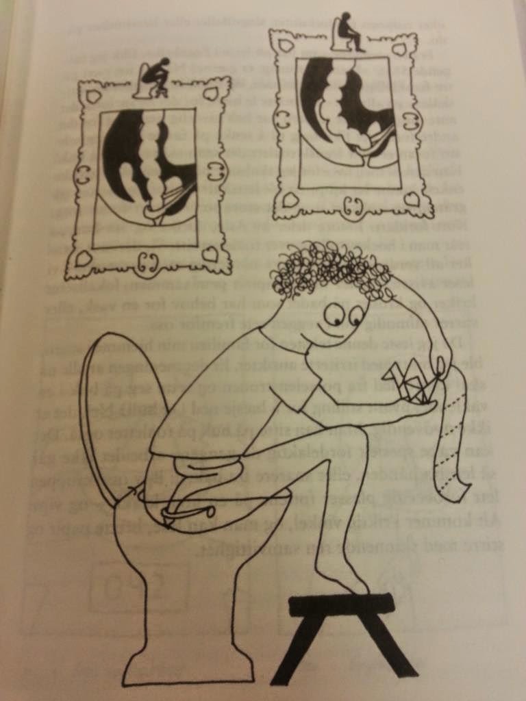 Tegning fra boken Sjarmen med tarmen
