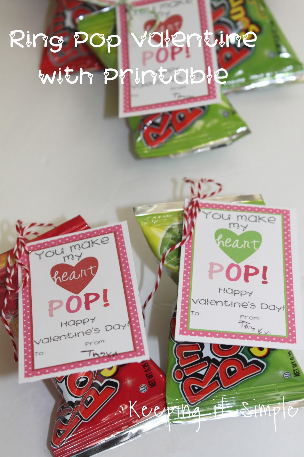 Homemade Ring Pop Valentines