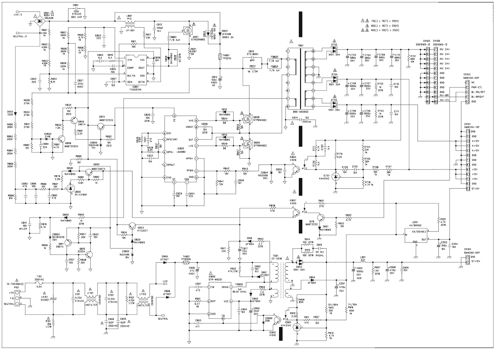 Schematic Diagrams: LG 26H1DC1 – LCD TV – SMPS circuit diagram