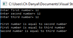 Program to find equal values using if statement in C++