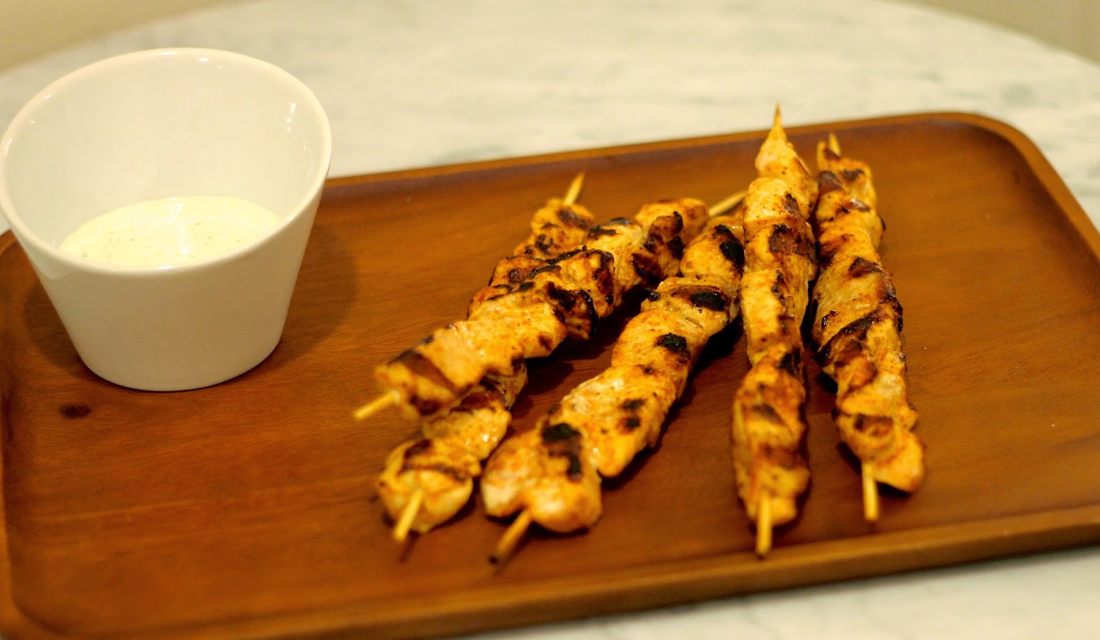 Chicken Tikka Masala Kebabs with Cucumber Yogurt Dip