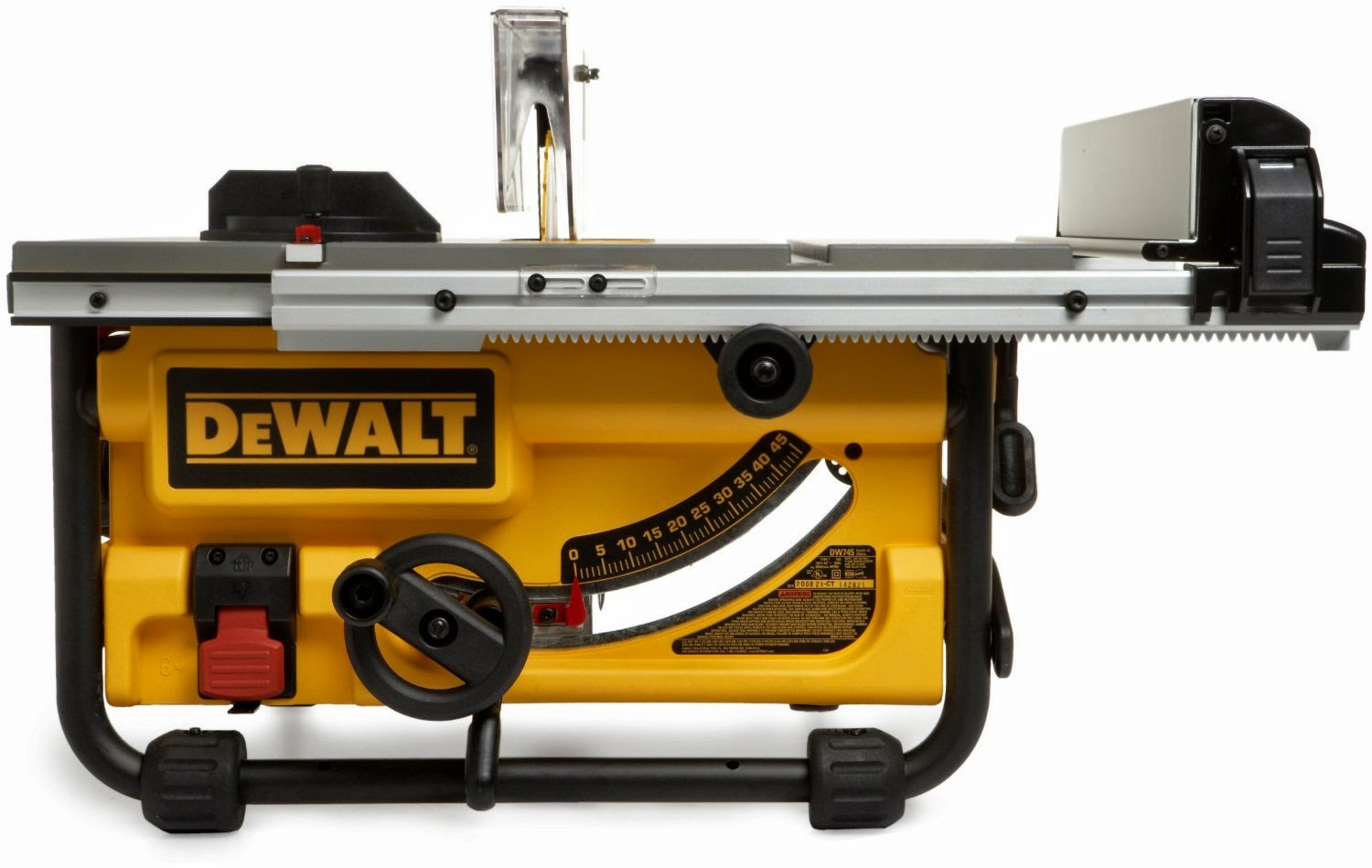 DEWALT DW745 Table Saw with 20" rip for easy cutting of larger shelving and trim materials