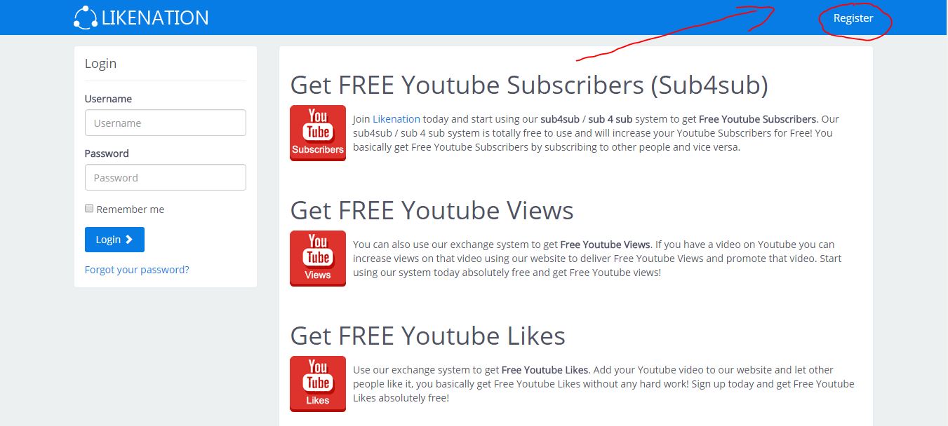 Freedom youtube. Get username password