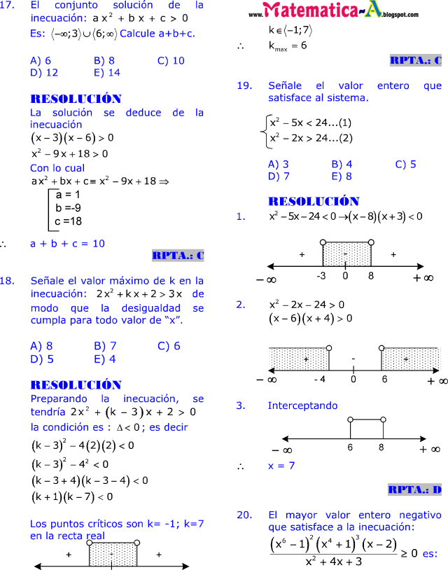 Descargar Ejercicios De Inecuaciones Matematica Quinto De Primaria Images