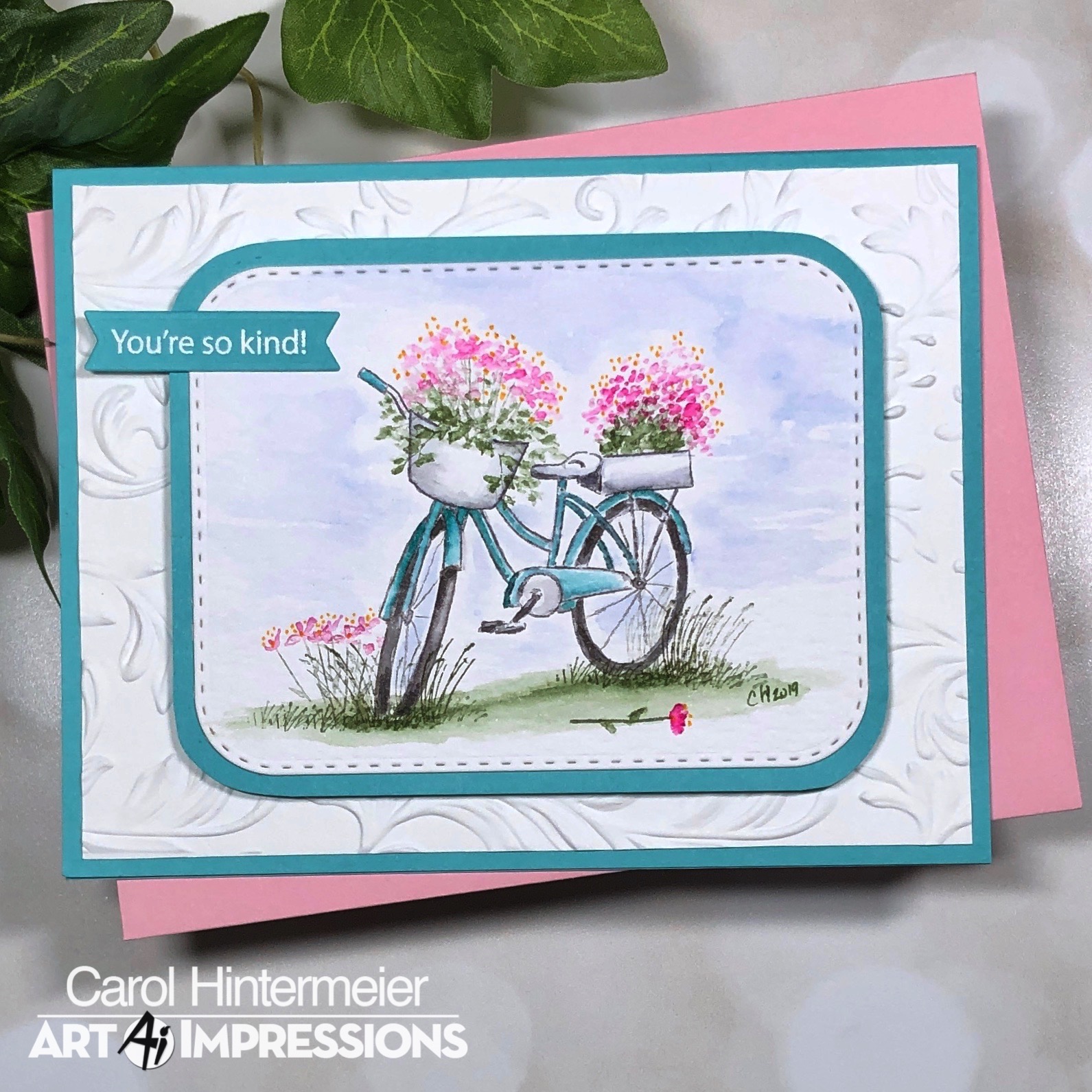 Crafting By Carol Watercolor Bicycle, Art Impressions