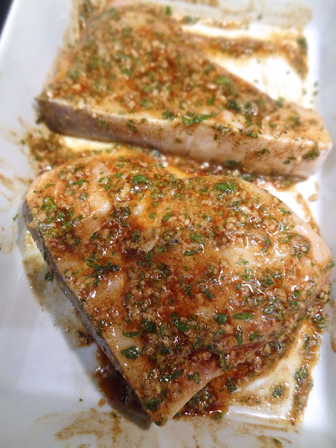 Scrumpdillyicious: Moroccan Grilled Swordfish with Balsamic Fig Glaze