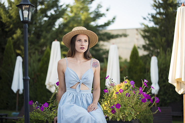 Take A Bow Cami Dress in Dusty Blue Take A Bow Cami Dress in Dusty Blue