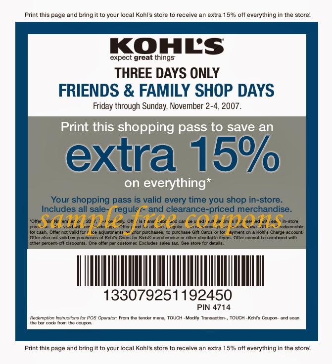 Kohls Coupons Free Printable