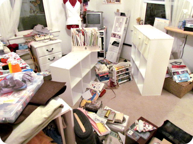 craft room chaos, messy craft room