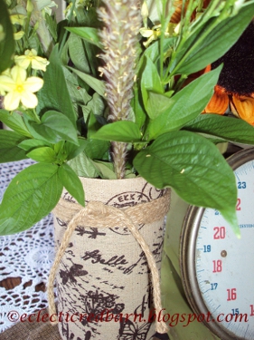 Eclectic Red Barn: Burlap wrapped vase with jute ties