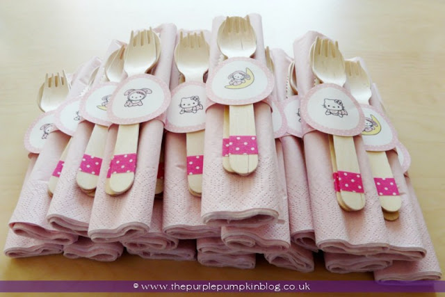 Cutlery & Napkin Bundles for a Baby Shower at The Purple Pumpkin Blog