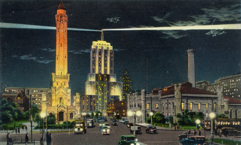 August 27, 1930 Lindbergh Beacon Illuminated Connecting the Windy City