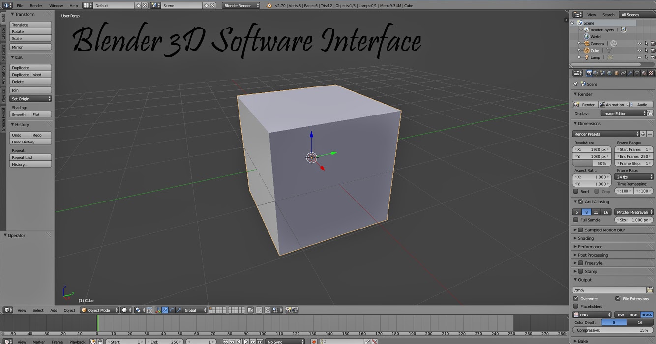 Blender 3D Software Interface Blender 3D Software Interface