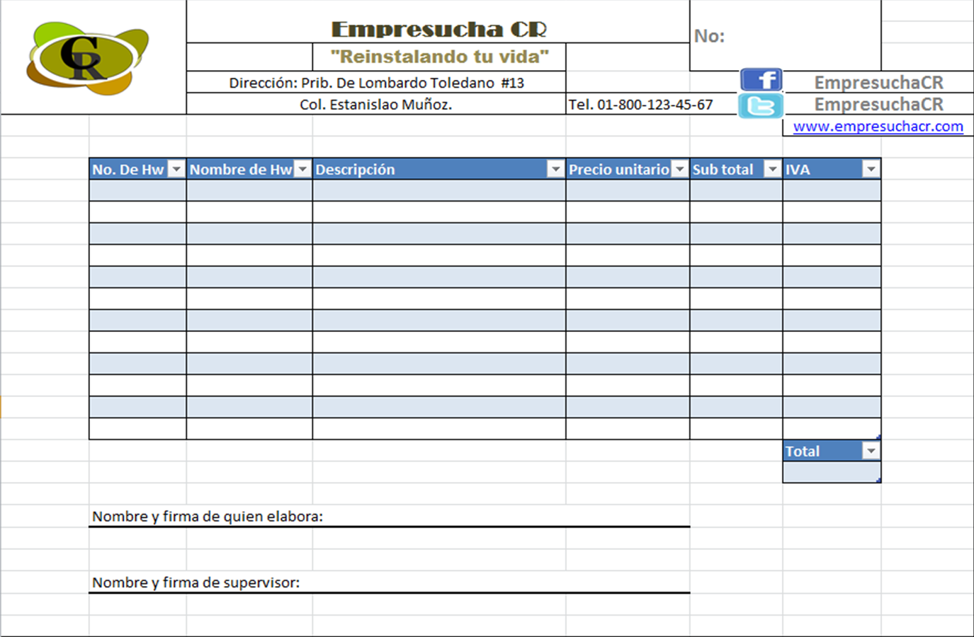 cr hoja de cotizaci 243 n formato de cotizacion para llenar